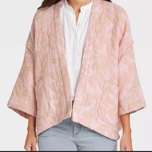 Universal Thread Blush Pink Quilted Crop Open Kimono Short Jacket